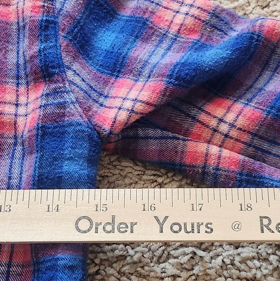 L.L. BEAN Women’s Hoodie Small Blue Pink Fleece Lined Plaid Work Barn Chore - Picture 8 of 12